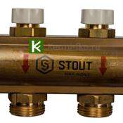 Коллектор для теплого пола с вентилями 6 выходов STOUT SMB 0468 000006